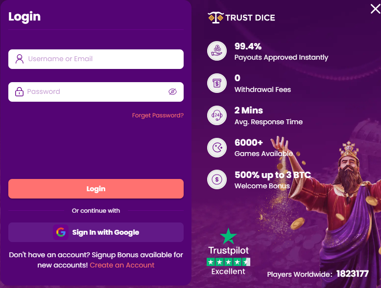 Trustdice Casino Login